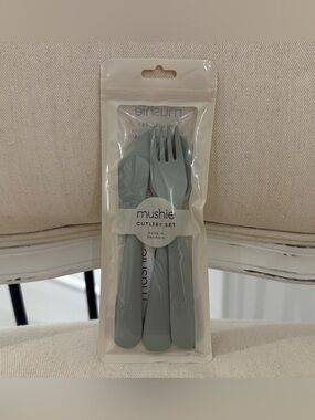 Mushie Cutlery Set (Fork, Spoon, Knife) in Sage NWT